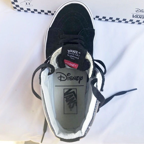 VANS X DISNEY SK8-HI MICKEY PLANE CRAZY BLACK & WHITE SNEAKERS SIZE 6.5W - Picture 6 of 9